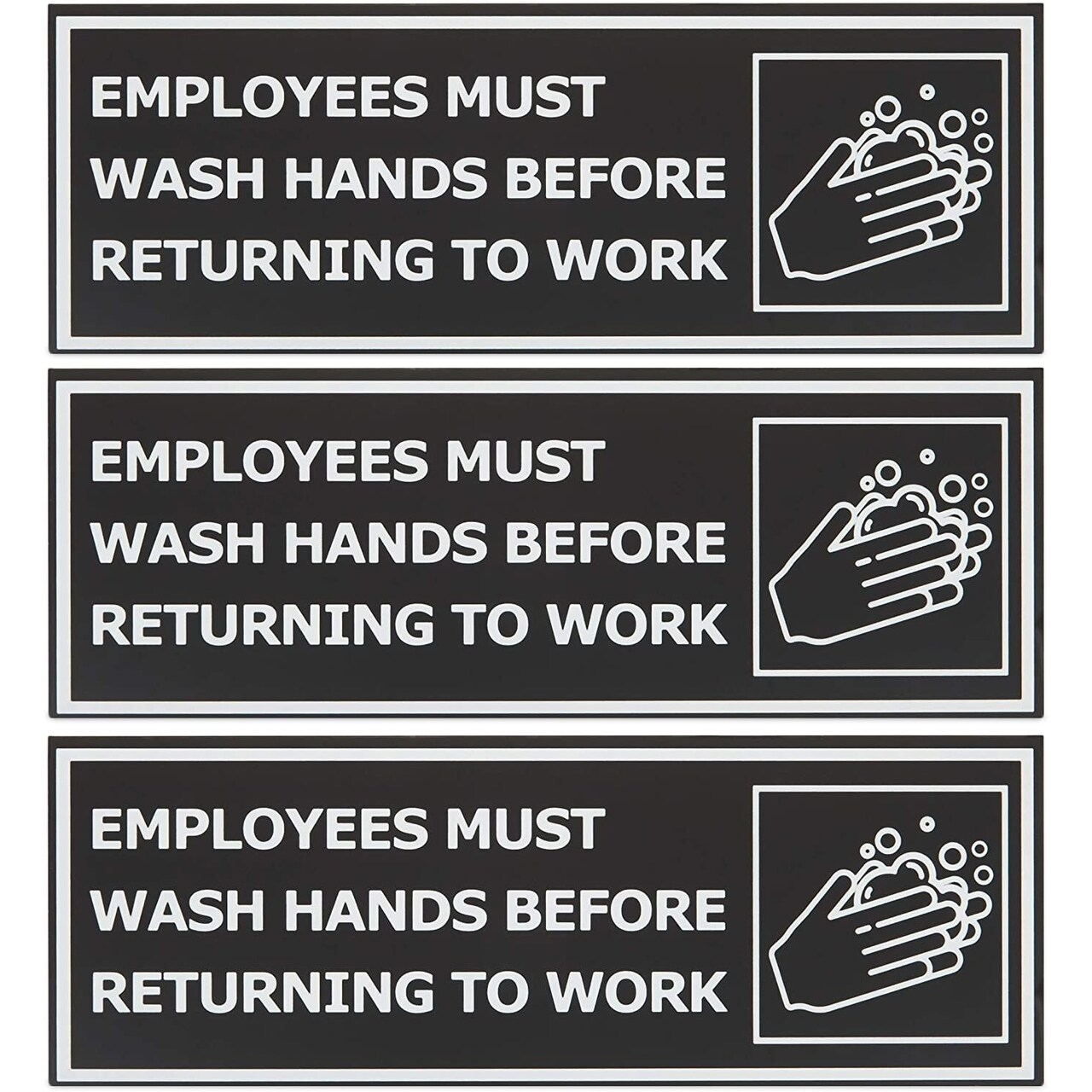 3 Pack Magnetic Bathroom Sign, Employees Must Wash Hands Before Returning to Work (9 x 3 In)